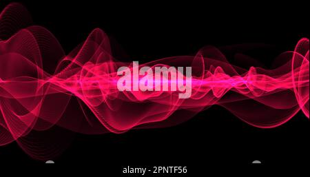 Abstract background. Red lines and waves look like magical energy beautiful glowing smoke in space or fabric. Stock Photo