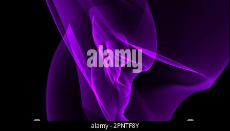 Abstract background. Purple moving lines and waves look like magical energy beautiful glowing smoke in space or fabric. Stock Photo