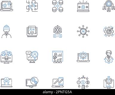 Internet security line icons collection. Firewall, Malware, Encryption, Phishing, Spam, Antivirus, Cybercrime vector and linear illustration Stock Vector