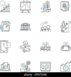 Fiscal management line icons collection. Budgeting, Forecasting ...