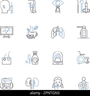 Robotic surgery line icons collection. Precision, Minimally, Invasive, Advanced, Surgery, Robotics, Innovation vector and linear illustration Stock Vector