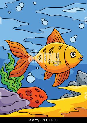 Goldfish Animal Colored Cartoon Illustration Stock Vector