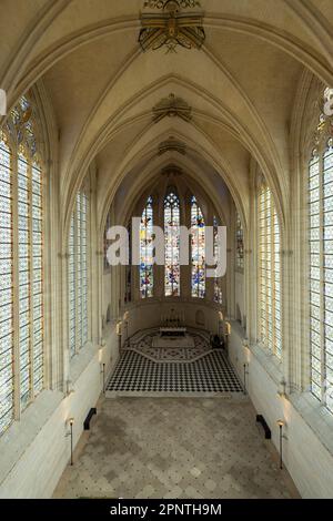 view towards the apse, Sainte-Chapelle de Vincennes, the Gothic royal chapel, Paris, France Stock Photo