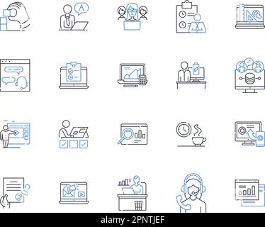 Collaboration and teamwork line icons collection. Synergy, Unity, Partnership, Cooperation, Coordination, Communication, Trust vector and linear Stock Vector
