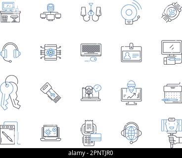 Digital line icons collection. Technology, Online, Internet, Web, Cyber, Social, Mobile vector and linear illustration. Data,Virtual,Cloud outline Stock Vector