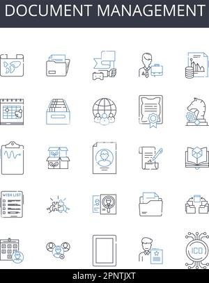 Paperwork handling line icons collection. Filing, Organization, Sorting ...