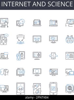 Internet and science line icons collection. nternet, Web, Net, Cyberspace, Online, Digital world, Information superhighway vector and linear Stock Vector