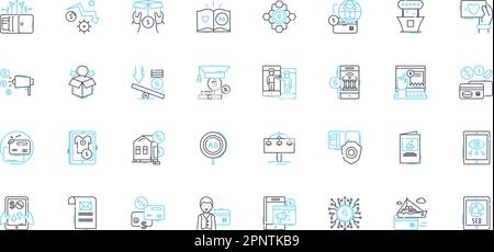 Mobile payments linear icons set. Transactions, Digital, Wallets, Contactless, Security, Efficiency, Convenience line vector and concept signs Stock Vector