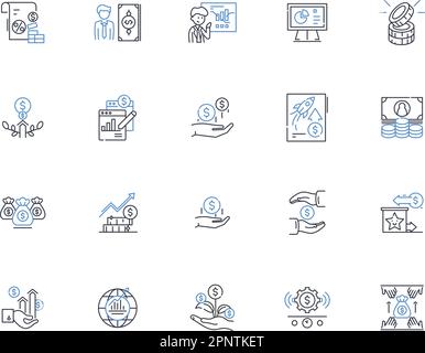Capital markets line icons collection. Trading, Stock, Fund, Investment, Asset, Exchange, Securities vector and linear illustration. Bond,Share Stock Vector