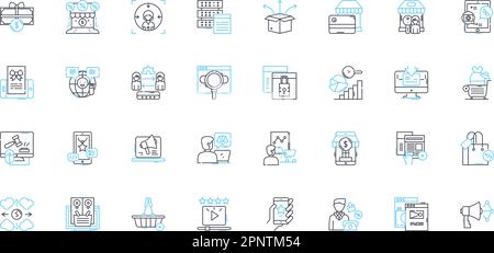 Visual message linear icons set. Graphical, Imagery, Communication, Perception, Design, Iconic, Aesthetic line vector and concept signs. Symbolic Stock Vector