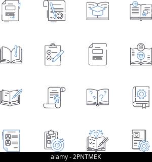 Printed documents line icons collection. Ink, Printer, Paper, Pages, Graphics, Text, Images vector and linear illustration. Fonts,Typesetting Stock Vector