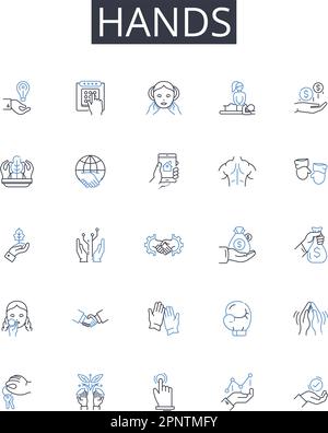 Hands line icons collection. Fingers, Palms, Mitts, Paws, Claws, Grasps, Touches vector and linear illustration. Grips,Nails,Digits outline signs set Stock Vector