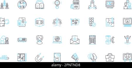Web-based marketplace linear icons set. e-commerce, platform, transactions, marketplace, bidding, auctions, online line vector and concept signs Stock Vector