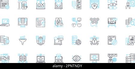 Profit maximization linear icons set. Efficiency, Expansion, Optimization, Revenue, Margins, Growth, Strategy line vector and concept signs Stock Vector