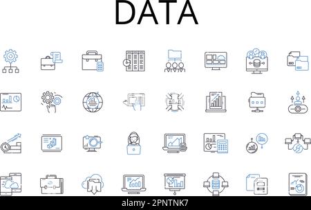 Data line icons collection. Information, Facts, Figures, Stats, Records, Details, intelligence vector and linear illustration. Insights,knowledge Stock Vector