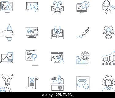 Organizational proficiency line icons collection. Efficiency ...
