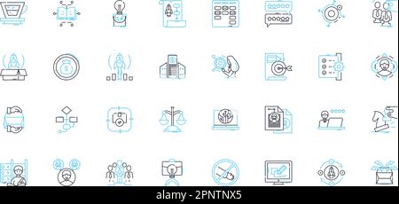 Rapid prototyping linear icons set. Iterative, Agile, Design, Innovation, Precision, Efficiency, Manufacturing line vector and concept signs. Printing Stock Vector