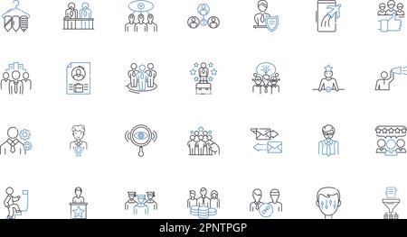 Organizational hierarchy line icons collection. Authority, Power, Control, Management, Leadership, Subordination, Chain vector and linear illustration Stock Vector