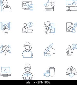 App developer line icons collection. Coding, Development, Design, Programming, Mobile, Technology, Software vector and linear illustration. Android Stock Vector