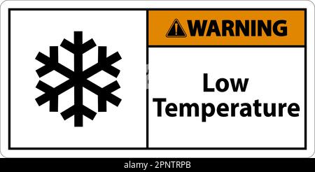 Warning Low temperature symbol and text safety sign. Stock Vector