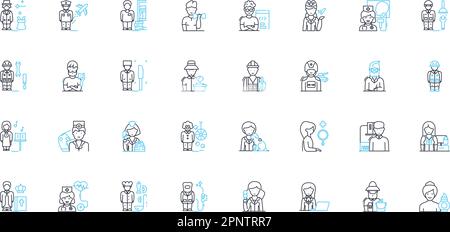 Occupational pathways linear icons set. Career, Job, Profession, Employment, Vocation, Trade, Craft line vector and concept signs. Field,Industry Stock Vector