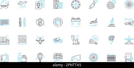 Pilot linear icons set. Aviator, Cockpit, Flight, Navigation, Aircraft ...