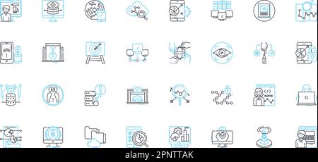 Recordkeeping methods linear icons set. Digitization, Organization ...