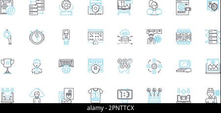 Trend analysis linear icons set. Forecasting, Detection, Monitoring, Analytics, Predictive, Insights, Patterns line vector and concept signs Stock Vector
