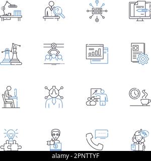Work management line icons collection. Productivity, Efficiency, Scheduling, Organization, Delegation, Accountability, Planning vector and linear Stock Vector