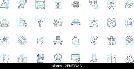 Professional Coaching linear icons set. Guidance, Mentorship, Advancement, Empowerment, Support, Development, Accountability line vector and concept Stock Vector