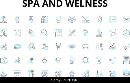 Spa and welness linear icons set. Relaxation, Serenity, Rejuvenation ...