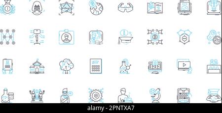 Social interaction linear icons set. Conversations, Relationships, Nerking, Collaboration, Empathy, Communication, Community line vector and concept Stock Vector