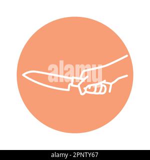 Hand holding knife color line icon. Pictogram for web page, mobile app, promo. Stock Vector