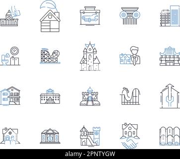 Home accommodations line icons collection. Cozy, Spacious, Modern, Chic, Stylish, Private, Comfortable vector and linear illustration. Convenient Stock Vector