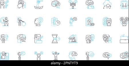 Task completion linear icons set. Achievement, Accomplishment, Success, Fulfillment, Progress, Efficiency, Productivity line vector and concept signs Stock Vector