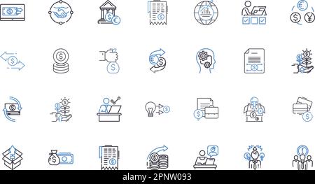 Procuring funds line icons collection. Financing, Lending, Investing, Crowdfunding, Sponsorship, Grants, Donation vector and linear illustration Stock Vector