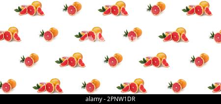 Many ripe grapefruits on white background. Pattern for design Stock Photo