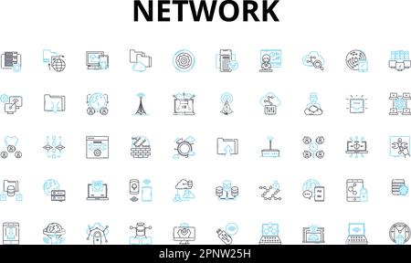 Network linear icons set. Connectivity, Collaboration, Sharing ...