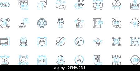 Smart dispatch linear icons set. Efficiency, Automation, Optimization, Speed, Coordination, Real-time, Integration line vector and concept signs Stock Vector