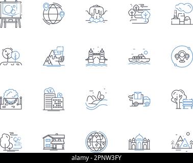 Lush vegetation line icons collection. Flourishing, Overgrown, Verdant ...