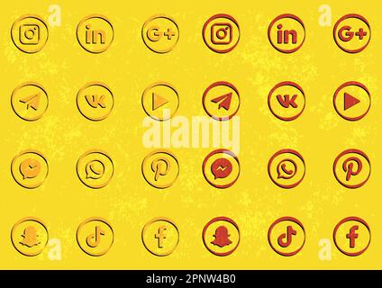 Retro Vintage Social Media Icons Stock Vector