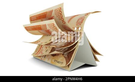 Calendar made of Venezuelan bolivar notes isolated on white background. Money calendar. spending concept. 3d rendering Stock Photo