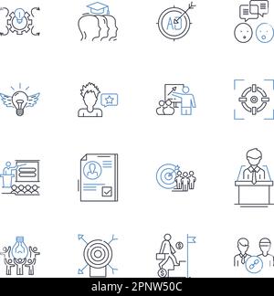 Visitor center line icons collection. Exhibit, Orientation, Information ...