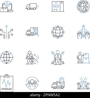 Delivery agents line icons collection. Couriers, Shippers, Dispatchers ...