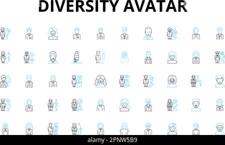 Diversity avatar linear icons set. Inclusivity, Representation, Identity, Equality, Culture, Diversity, Multiculturalism vector symbols and line Stock Vector