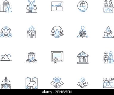 Executive Branch Cabinet line icons collection. Cabinet, President, Advisor, Secretary, Leader, Counsel, Governance vector and linear illustration Stock Vector