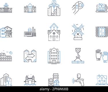 Virtual reality real estate line icons collection. Immersion, Interactive, Seamless, Hologram, Visualization, Enhance, D vector and linear Stock Vector