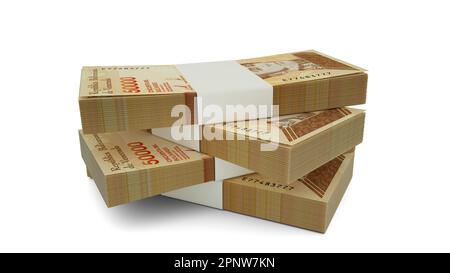 3d rendering of Stack of Venezuelan bolivar notes. Few bundles of Venezuelan currency isolated on white background Stock Photo