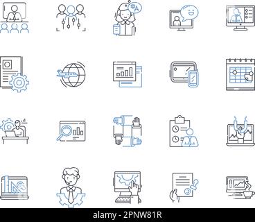 Company people line icons collection. Collaborators, Co-workers, Management, Employees, Executives, Staff, Personnel vector and linear illustration Stock Vector