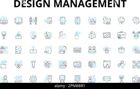 Design management linear icons set. Innovation, Planning, Strategy, Collaboration, Branding, Creativity, Aesthetics vector symbols and line concept Stock Vector